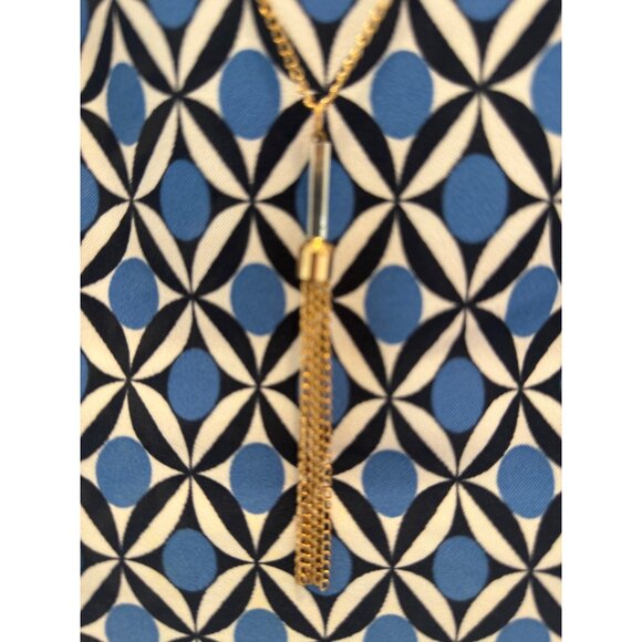 AB Studio Women’s Blue White Geo Sleeveless Sheath Dress Size 10 Mod 70's Style - Picture 4 of 12